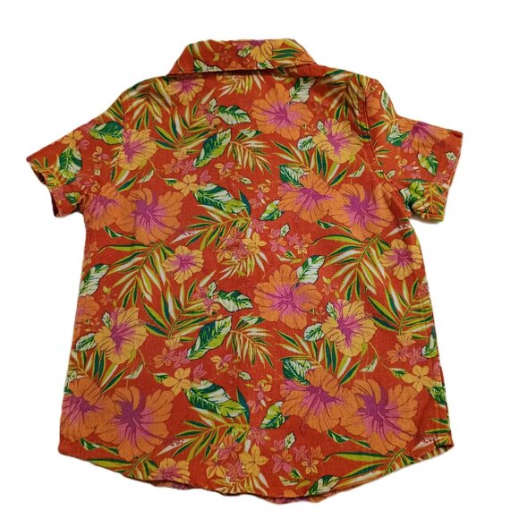 VGUC: Wonder Nation sz 3T Orange Floral Button-Down Toddler Shirt - Picture 2 of 3
